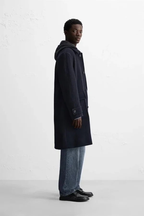 Relaxed fit wool blend coat