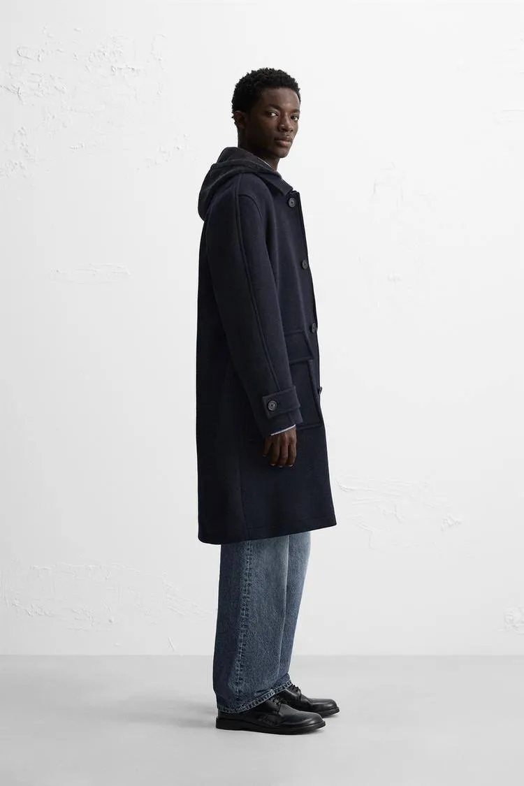Relaxed fit wool blend coat
