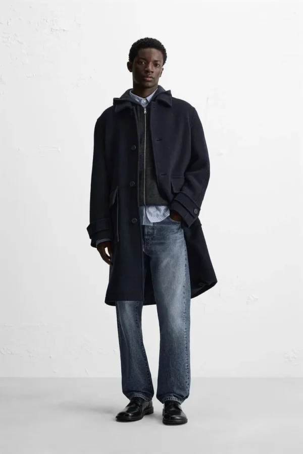Relaxed fit wool blend coat - Image 5