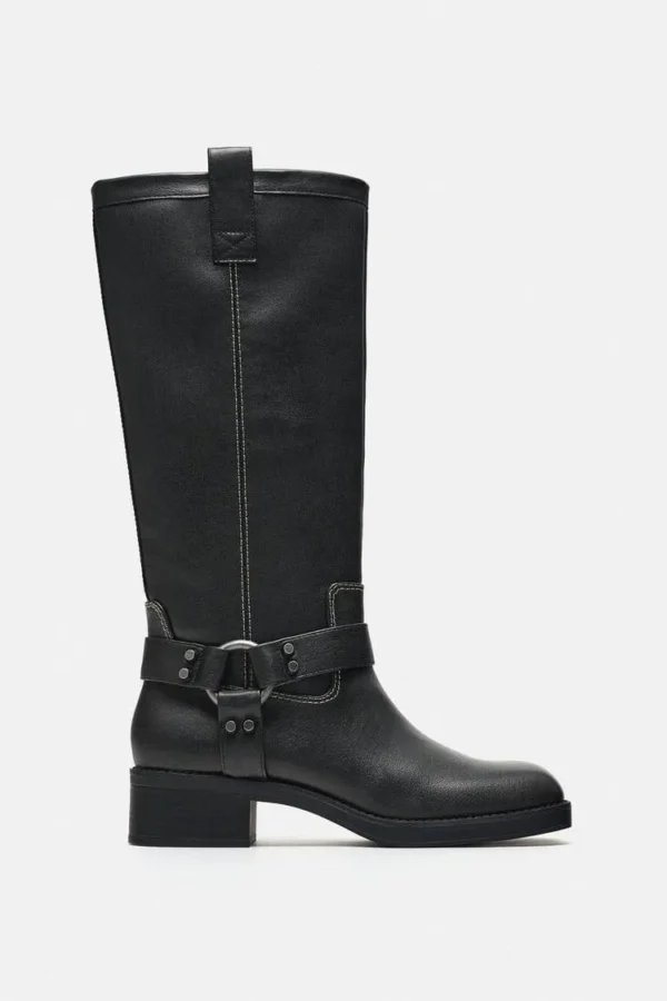 چکمه چرم بلند زنانه zara - Image 3